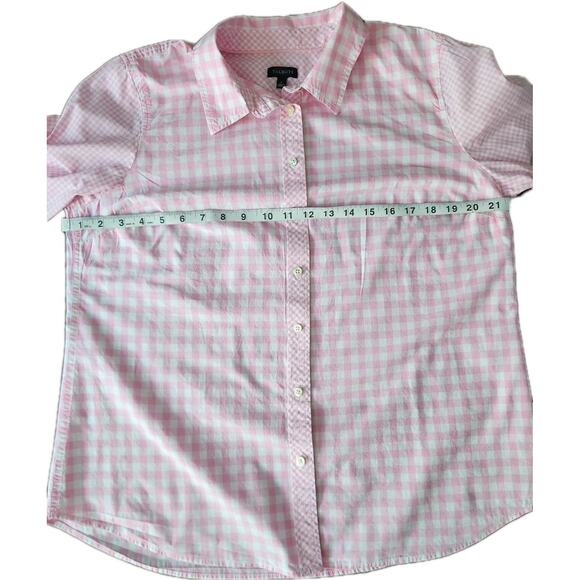 Talbots Pink Gingham Classic Casual Collar Button Front Shirt Women's Size Large - Picture 6 of 8